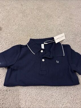 Janie and Jack Navy Polo with White Piping